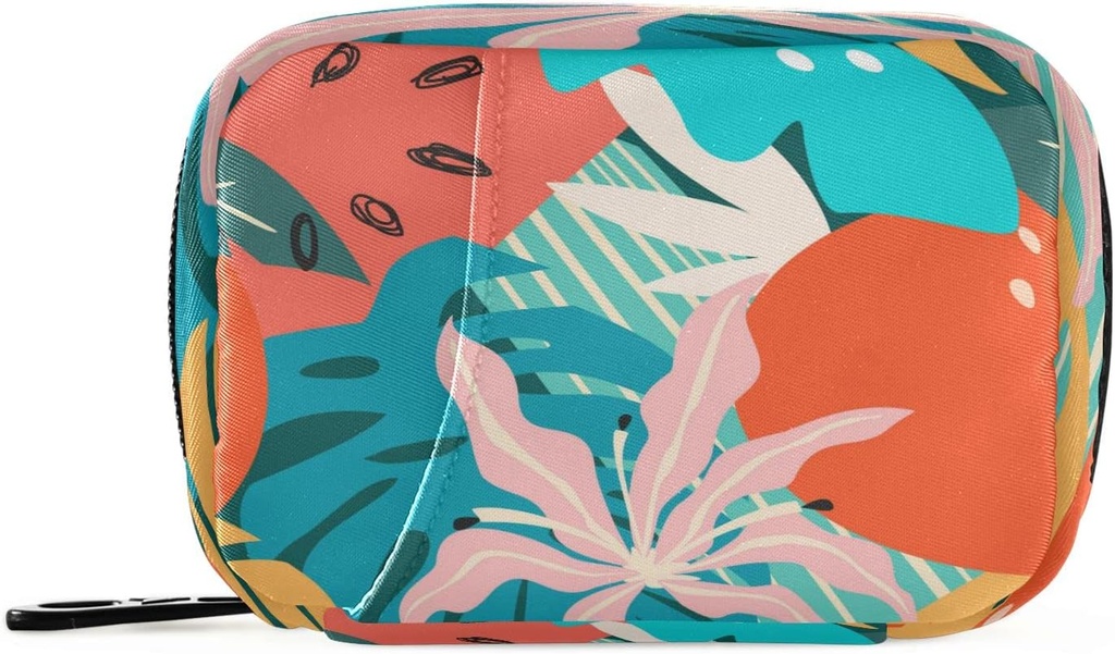 Naanle Cartoon Hawaii Floral Pill Box 7 Dag Pill Case Travel Pill Organizer Bag med lynlås Portable ugentlige sag Kompakt størrelse for vitamin supplement Holder