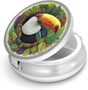 Pill Box-3 Segment Lille Pill Case til purse & Pocket Mini Metal Pill Holder Travel Pill Container til at holde kosttilskud Vitamin BPA- Gratis (Toucan)