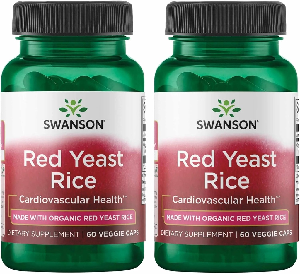Swanson Made with Organic Traditional Red Yeast Rice 600 Milligram 60 Veg Kapsler (2 Pack)