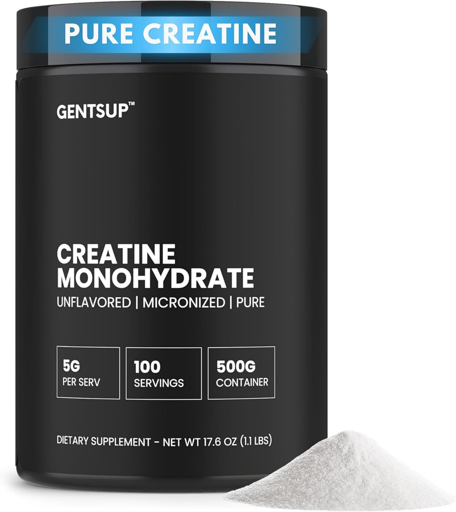 Creapure Creatinine Monohydrat Powder - Unflavored, 5000mg, 100 Servering - Boost Muscle Growth, Strength, Performance & Brain Health - Non- GMO, Gluten- Free, HPLC Testet, NSF Certified