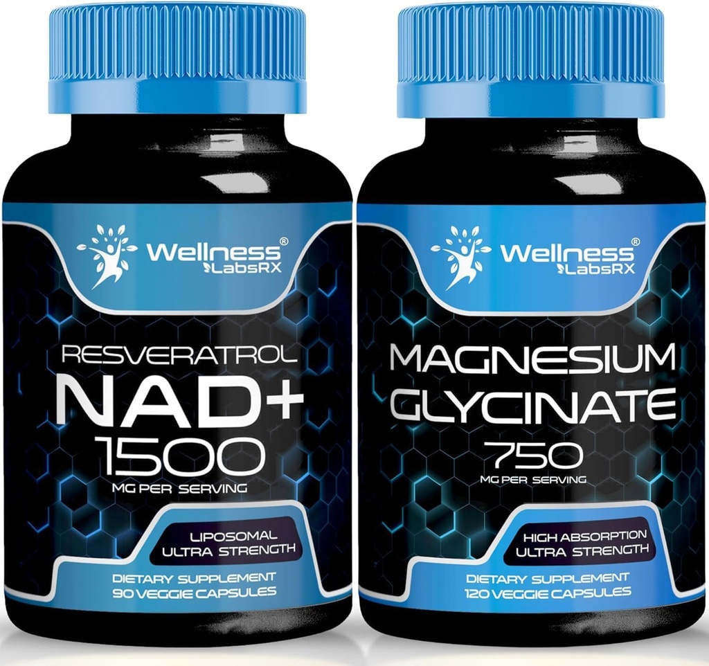Magnesiumglycinatkapsler - 750mg - Magnesiumtillæg med højt absorptionstillæg Supplement med Resveratrol