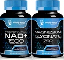 Magnesiumglycinatkapsler - 750mg - Magnesiumtillæg med højt absorptionstillæg Supplement med Resveratrol