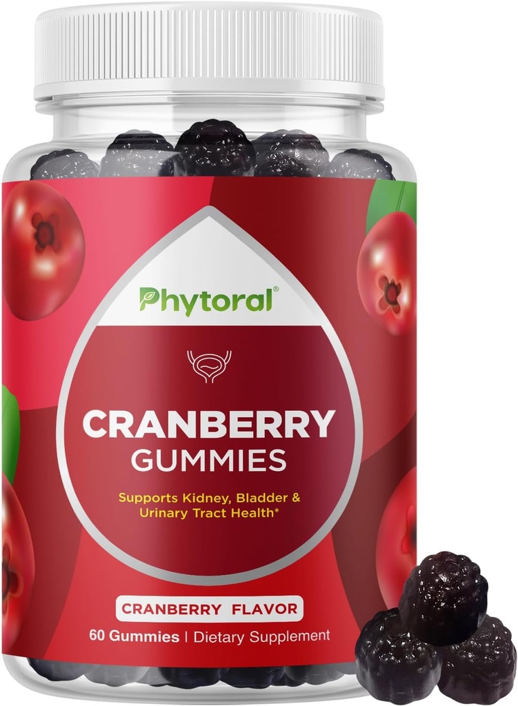 Phytoral Extra Strength Cranberry Gummies for Women - Lækker potent supplement og mænd Brege Nyre Urinary Tract Health Support Daglige vitaminer (30 Servere)
