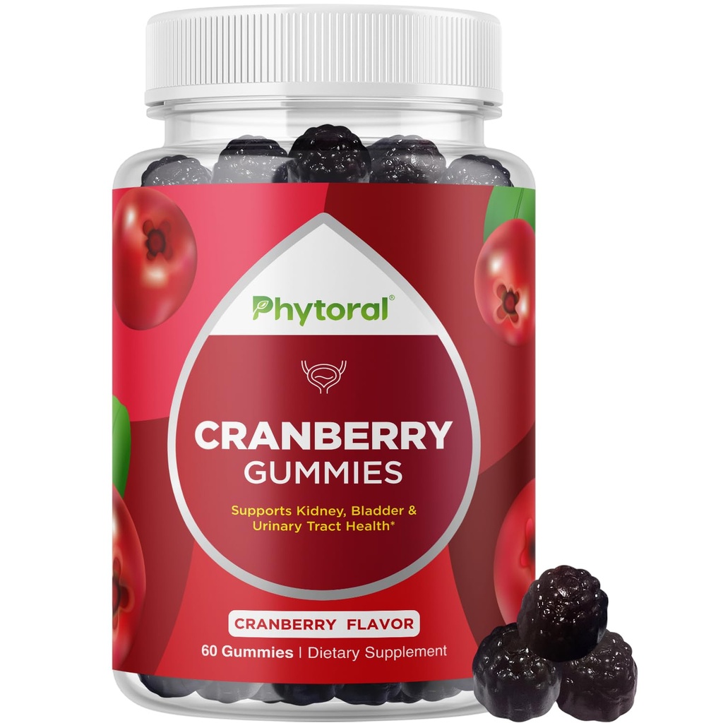 Phytoral Extra Strength Cranberry Gummies for Women - Lækker potent supplement og mænd Brege Nyre Urinary Tract Health Support Daglige vitaminer (30 Servere)