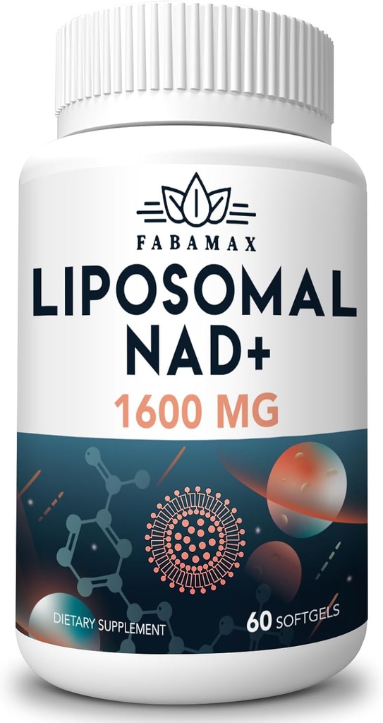 1600 mg Liposomal NAD Supplement, 98% Pure NAD + Supplement, Superior Absorption, Alternativ til Nicotinamid Riboside eller NADH to Boost NAD + for Aging Defense, Energy, Longevity, 60 Softgels
