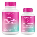 Pink Stork Postnatal Multivitamin + Probiotika med Vegan DHA, Ashwagandha, Jern, Folate, B12 - Understøtter Hormone Balance, Postpartum Inddrivelse, Gut Health, & fordøjelse - Pack of 2