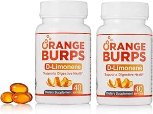 Orange Burps | D-Limonene Supplement - Acid Reducer (Antacid for Acid Reflux), Heartburn Relief, GERD Relief, and Indigestion Relief | Orange Peel Extract for Health and Wellness (1,000 mg, Pack of 2)