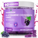 Fælles støtte gummier med Glucosamin Chondroitin, sukker fri, 1500mg ekstra styrke med MSM & gurkemeje (90 Greve)