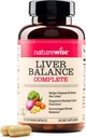 NatureWise leverbalance Detox Supplement - Triple reparation Formel med mælk tidsel, Mælkebøtte, gurkemeje, Artiskoke, Reishi Mushroom & Kudzu, Vegan - 60 kapsler [30-Day Supply]