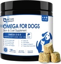 NATUR TARGET Omega 3 Fish Oil for Dogs, Salmon Oil for Skin & Coat Supplement med EPA & DHA fedtsyrer - Hund Itch & Allergy Relief, Anti Shedding, Hot Spots Treatment - Hip & Joint Support - 120ct