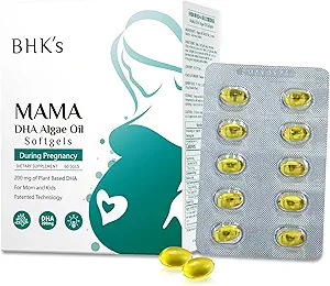 BHK's Prenatal DHA Algae Oil, Support for Mamas, Baby’s Brain and Nervous System Development from Pregnancy to Nursing, Omega-3, 60 Softgels