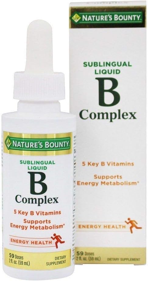 Nature 's Bounty B Complex med B12 Sublingual Flydende hurtigt fungerende Kosttilskud, 2 Fl Oz