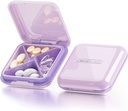 DUBSTAR Pill Case, Lille Pill Box - Vandtæt Portable Daily Small Pill Case for Pommes Pocket Compact Travel Medicine Holder for Vitaminer, Fiskeolier, Kosttilskud (4 -kompartmenter, lilla)