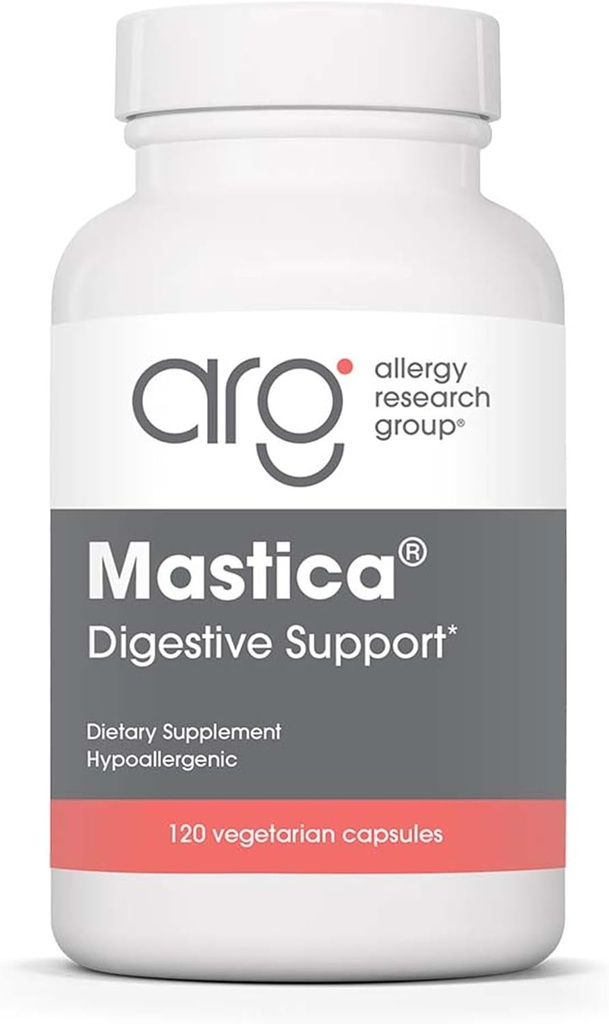Allergy Research Group Mastica - Mastisk Gum Kapsler, fordøjelsessygdomme supplement til voksne, Mastisk Resin Powder Kapsler til Gut Health Support - 120 Tæl