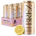 BREZ FLOW Lions Mane Mushroom Drink, 8-Pack, Non- Infured, Adaptogens, Lempelse, Opløftning, og Social, Sparkling Lemon Elderflower Tonic 12 Fl oz