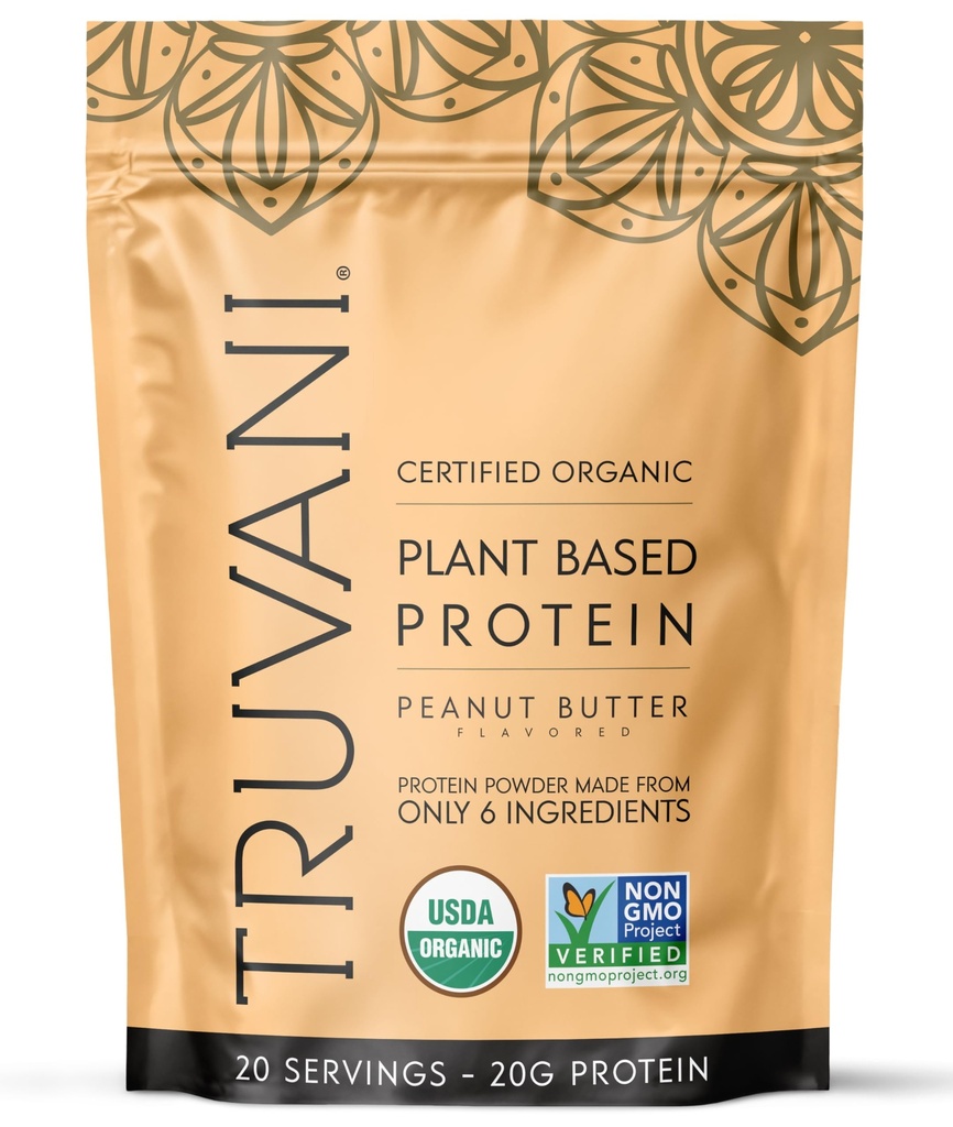 Truvani Vegan Pea Protein Powder Shutter 124; Jordnøddesmør 124; 20g Organic Plant Based Protein - 124; 20 Servere - 124; Keto - 124; Gluten & Dairy Free - 124; Lav Carb - 124; Ingen tilsat sukker