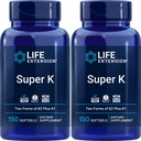 Life Extension Super K, 150 Softgels (pakke med 2) med vitaminer K og K2