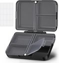 AUVON Daily Pill Organizer Fit with Your Purse or Pocket, Compact Travel Pill Box Case with Slim Folding Design and Long-Lasting Hinges to Hold Vitamin, Fish Oil, Supplement or Jewelry(Black)