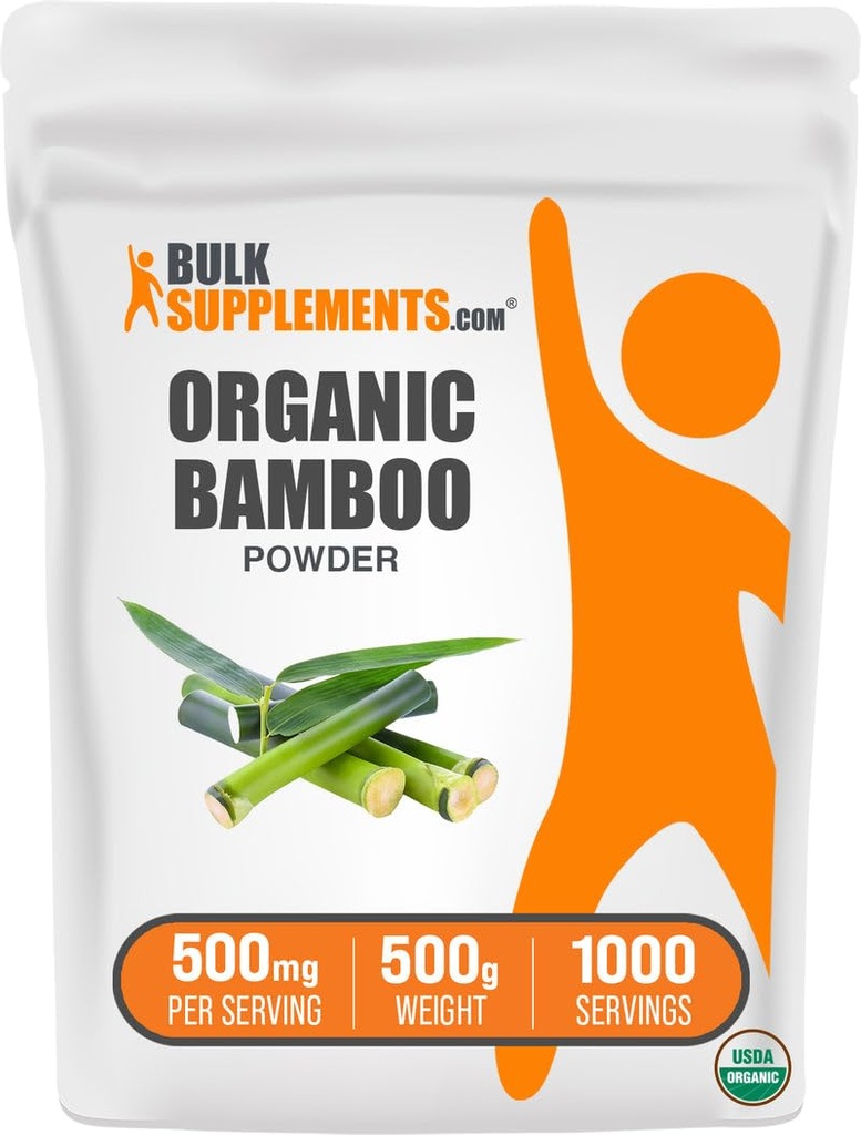 BulkSupplements.com Organic Bamboo Powder - Bamboo Powder Organic - Silica Supplement, Gluten Free - 500mg per Serving, 500g (1.1 lbs) (Pack of 1)