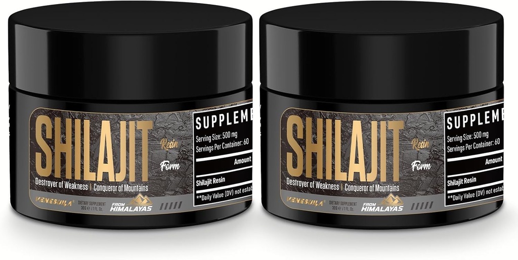 Shilajit Resin - Organic Shilajit Resin Third Party Tested Rich i 85 + Trace Minerals, Gold Grade Himalayan Pure Shiljait for Energy (1 Fl Oz (Pack of 2))