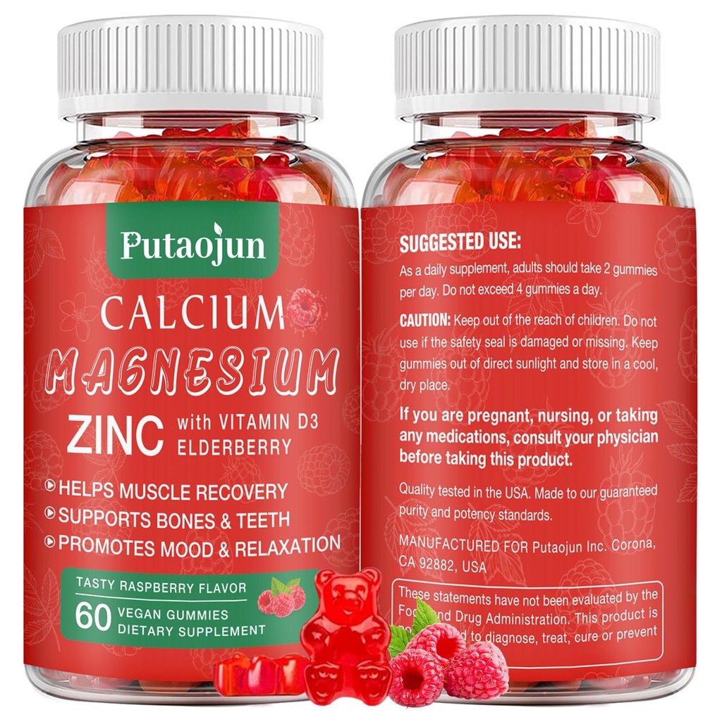 ; Høj Absorption Calcium Magnesium Zink Gummier, Sukker Gratis Calcium Magnesium Zink tillæg med D3