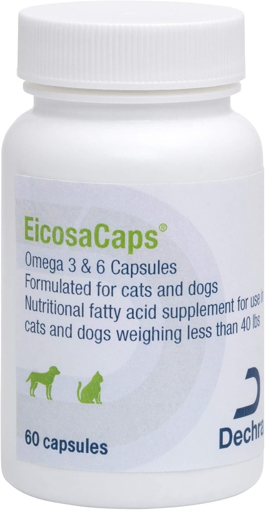 Eicosacaps ® Omega 3 & 6 kapsler til hunde og katte, 120 læ