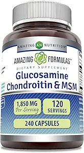 Amazing Formulas Glucosamin Chondroitin & MSM Supplement Note 124; 1850 Mg per Serving Note 124; 240 Kapsler