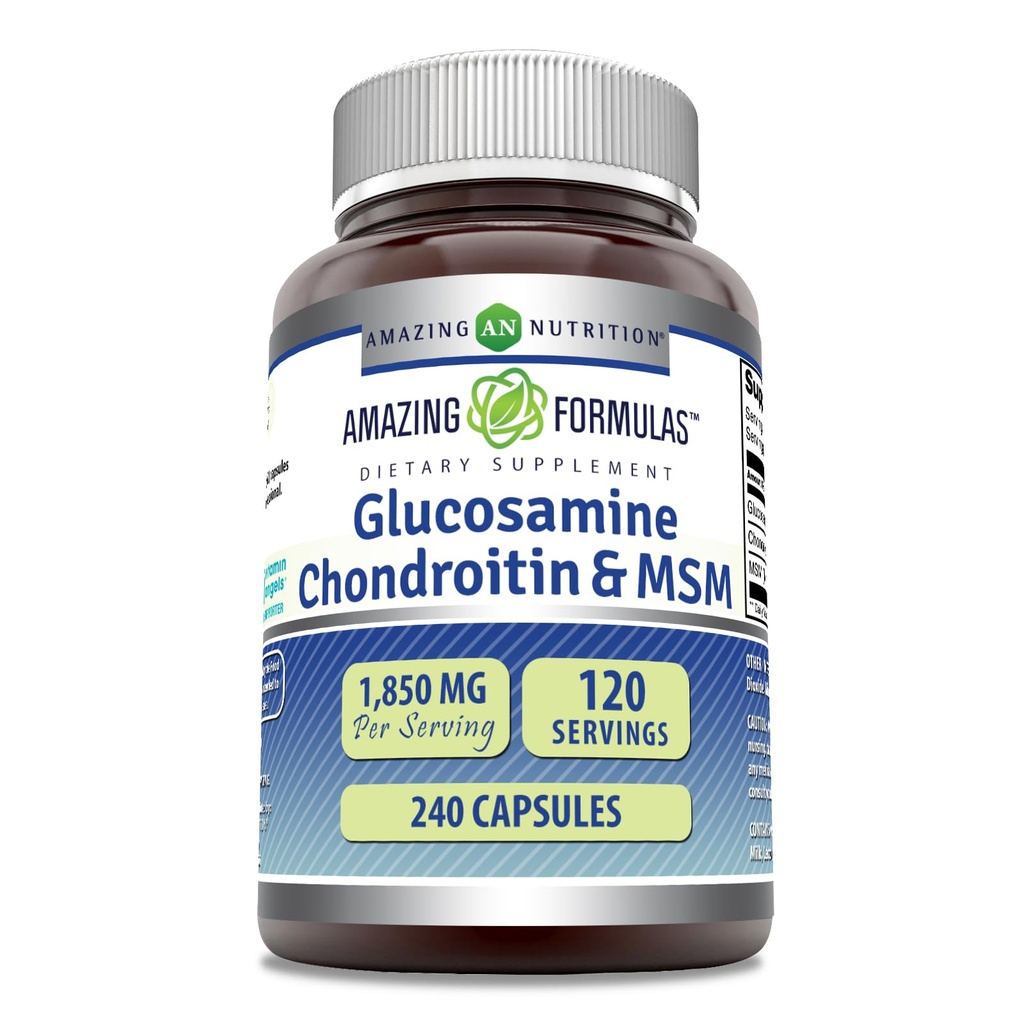 Amazing Formulas Glucosamin Chondroitin & MSM Supplement Note 124; 1850 Mg per Serving Note 124; 240 Kapsler