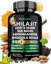 Adndale Shilajit Supplement. Pure Himalayan Organic Shilajit til mænd og kvinder Kapsler med Sea Moss Ashwagandha Rhodiola Rosea Lions Mane. 90 Greve
