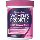 Doctor 's Opskrifter Probiotika til kvinder, 100 Millioner CFU 32 Strops, med Prebiotic Fiber, Enzymes & Cranberry, Vaginal Urinal fordøjelse & immun, Nej Gær, Hylde Stabil, Forsinket udgivelse, 30 Caps