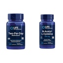 Life Extension Two-Per- Day Multivitamin, Vitamin B, C, D, zink, 25 Vitamin, Mineraler & ekstrakter, 120 Kapsler Bundle med N- Acetyl- L- Cystein (NAC) 600 mg, 60 Kapsler
