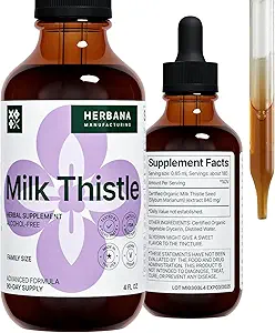 Mælk Thistle 4 fl oz Liquid Extract - Natural Lever Support Drops - Rense og Detox Herbal Supplement - Silybum Marianum Tincture for Man & Woman - Familie størrelse - Høj potens - 90-dages levering
