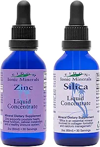 Eidon Ionic Minerals Flydende silica & Zink dråber, 2 Fl Oz, immunforsvar, hudpleje, All- Natural Ingredients, Ingen kunstige farver eller konserveringsmidler