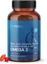 Nutrissa Full Spectrum Omega-3 - 2000 mg Oil Blend (Krill, Cod & Salmon Oil) - 1175 mg Omega- 3s (EPA, DHA & DPA) - EPAB Certified, 3- Month Supply - Heart, Brain & Joint Support - 180 Halal Softels