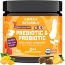 Llama Naturals Kids Probiotiske med Prebiotic Fiber, Vegan, Organic Prebiotics and Probiotics Gummies for Gut Health Support, Toddler Real Fruit Gummy Vitaminer, Ingen Tilføjet sukkerrør, Peach Mango, 120 Ct