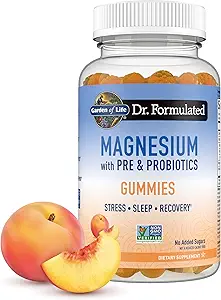 Livets have Magnesium Citrate Supplement Gummies med Prebiotika & Probiotika til Stress, Sleep & Recovery - Vegan, Gluten Free, Kosher, Non- GMO, Ingen Tilføjet Sugarer, Peach Flavor, 60 Greve