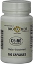 Bio- Tech Pharmacal D3- 50 50. 000 IE, 100 kapsler - All- Natural Supplement - Supports Bone, Heart Neuromuscular, & immunforsvar - No Dairy, Fish, Gluten, Peanut, Shellfish, & Soy