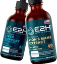 E2H: Levertilskud og Cordyceps Mushroom Supplement 124; Vegan, Non- GMO - 2 Fl Oz Hver (4 Fl Oz i alt) - Bundle