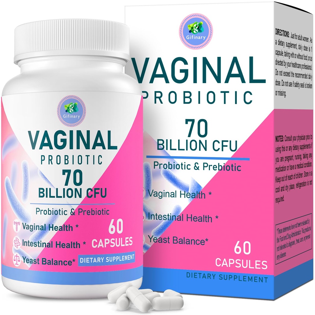 Vaginal Probiotika, PH Balance for Kvinder, 70 Millioner CFU 'er Kvinder Probiotiske for Vaginal Sundhed, Urinal, Odor Control, Flor, Ph Balance & Hormone, med Prebiotic & D- Mannose - Hylde Stable, 60 Caps