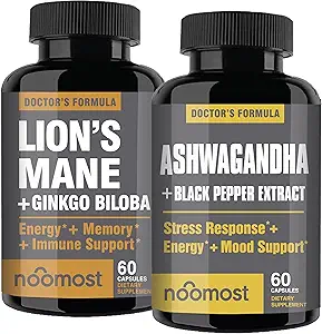 NooMost Lions Mane og Ashwagandha med Gingko Biloba og Black Pepper
