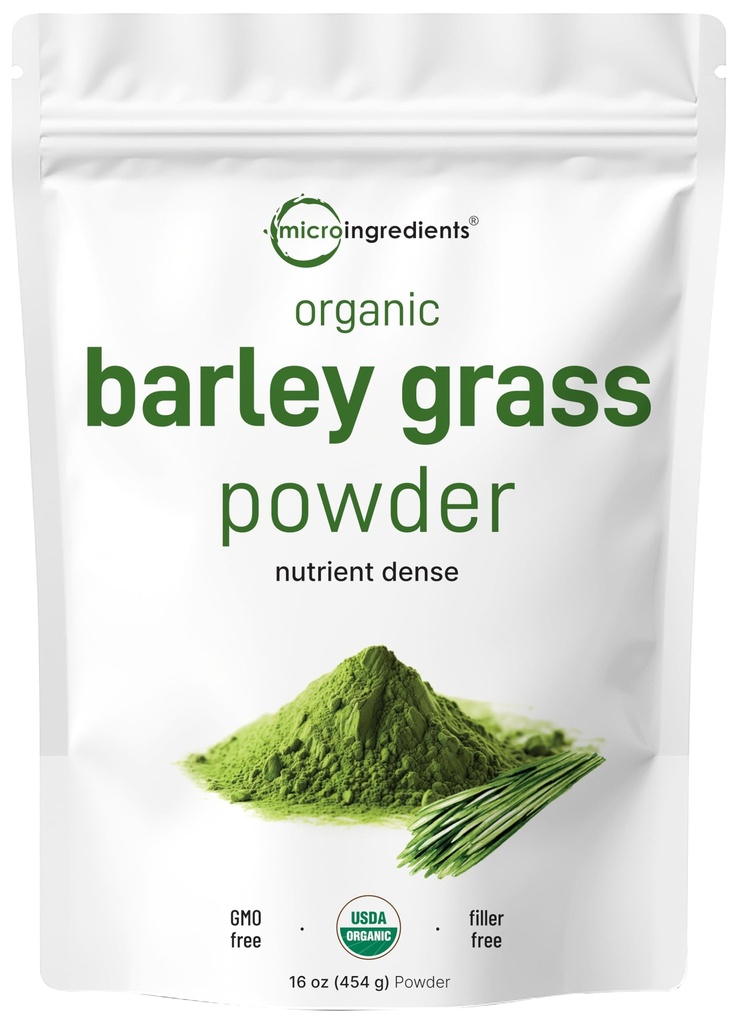 Organic Barley Grass Powder, 16 Ounces Б124; US Grown Б124; Rig i vitaminer, mineraler, fibre, & antioxidanter Б124; Superfood Green Mix for immunsundhed og fordøjelse Support