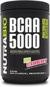 NutraBio BCAA 5000 Powder - Vegansk Gæret BCAA - Understøtter Lean Muscle Growth, Recovery, Endurance - 60 Servering - Kiwi Jordbær