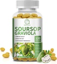 Soursop Graviola Kapsler med Kelp, for Cell Regeneration, Forbedrer Immunitet, fordøjelsesstøtte, Antioxidant Egenskaber, Gluten Free, Non GMO, Vegan, 120 Tællere