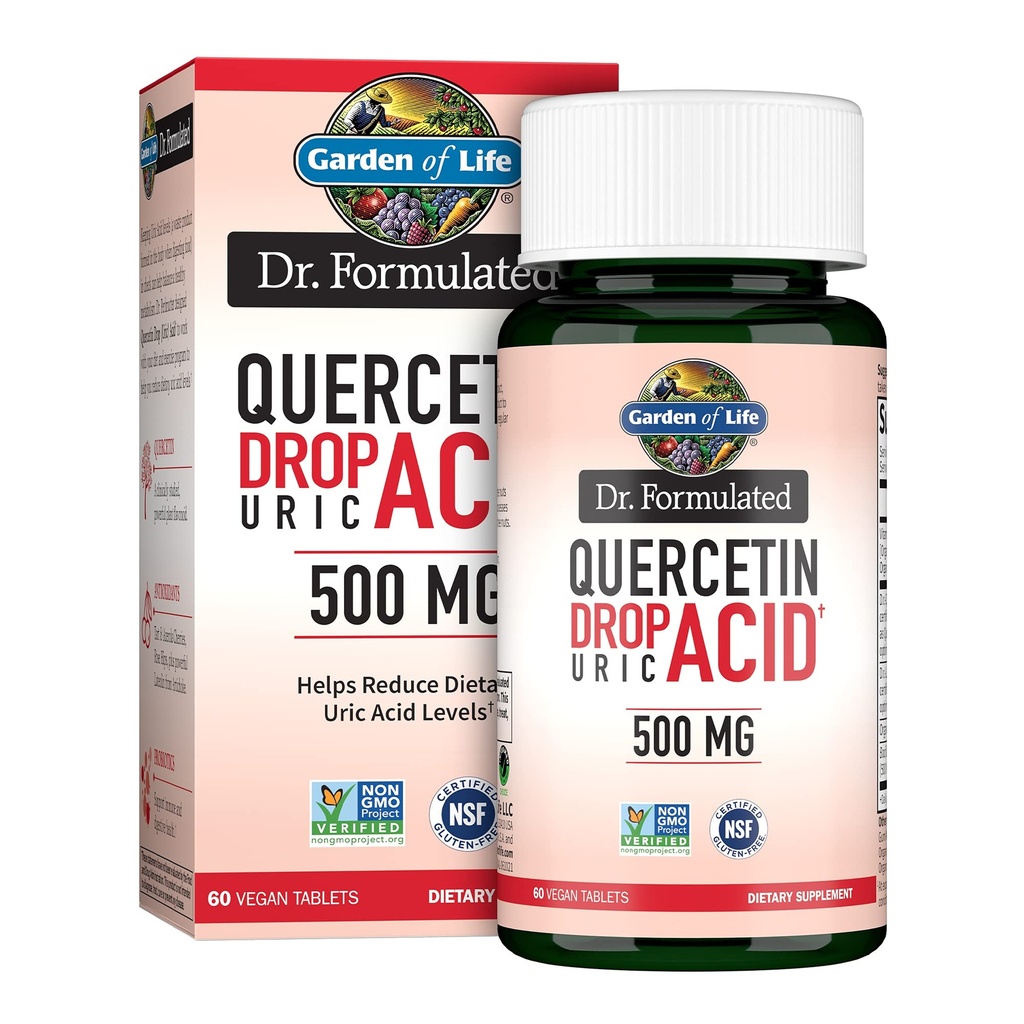 Livets have Quercetin Probiotic & Uric Acid Support med Tart Cherry, C-vitamin fra Organic Acerola og Rose HIPS Plus Luteolin - Dr Formuleret - Gluten Free and Non GMO - 60 tabletter