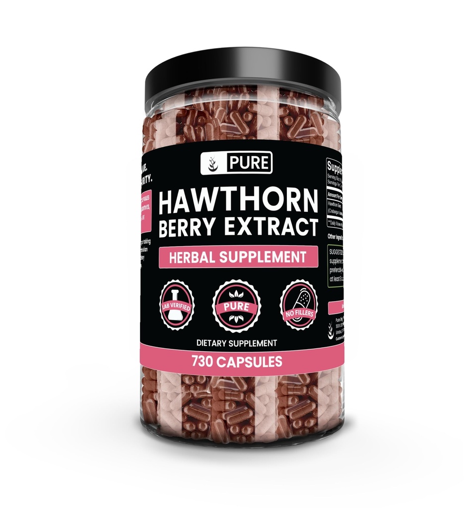 Pure Original Ingredienser Hawthorn Berry Extract (730 Kapsler) Pure & Natural, Ingen tilsætningsstoffer eller fyldstoffer