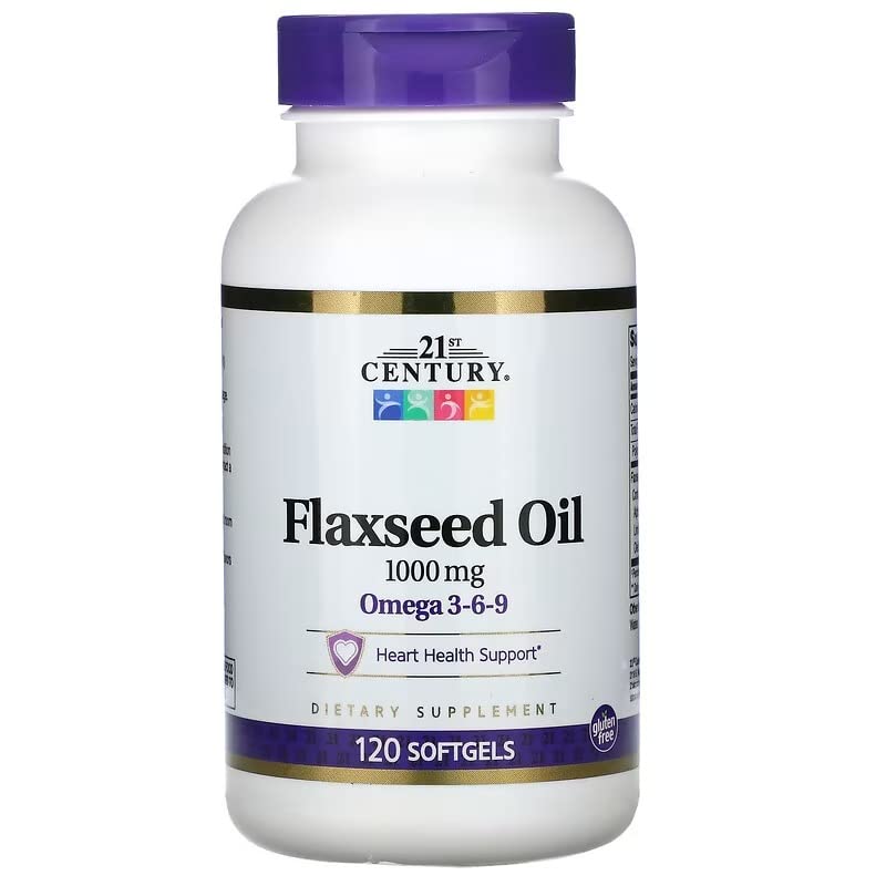 21. århundrede Flaxseed Oil 1000mg Softgels 120 Count (3 Pack)