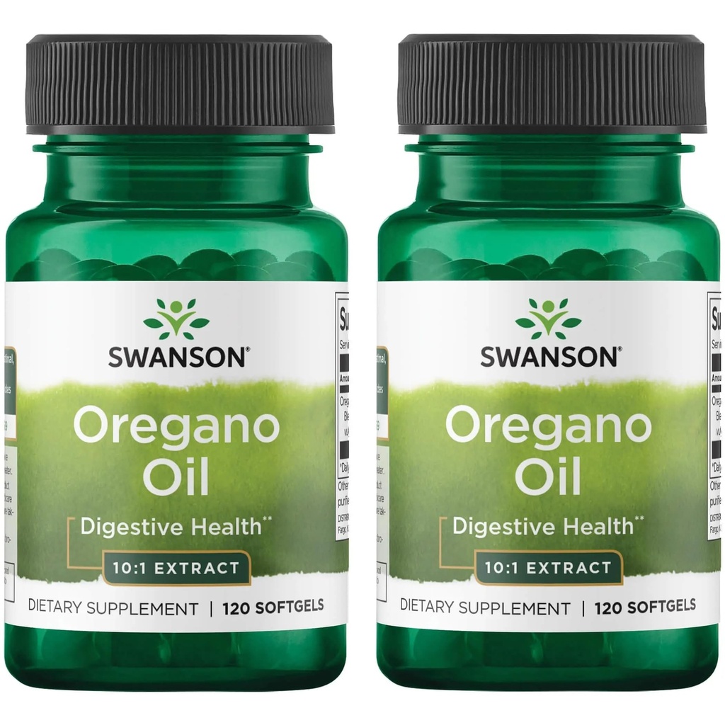 Swanson Oregano Oil 10: 1 Uddrag - Naturligt supplement til fremme af fordøjelsessygdomme og respiratorisk støtte - Understøtter Gastrointestinal System & Urinary Tract Health - (120 Softgels, 150mg Hver) (2 Pack)