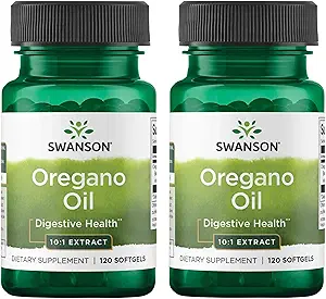 Swanson Oregano Oil 10: 1 Uddrag - Naturligt supplement til fremme af fordøjelsessygdomme og respiratorisk støtte - Understøtter Gastrointestinal System & Urinary Tract Health - (120 Softgels, 150mg Hver) (2 Pack)
