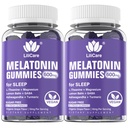 Melatonin 20mg gummies til voksne (2 pakker) Ekstra styrke med L- Theanin, Ashwagandha, Magnesium, gurkemeje, GABA, Lemon Balm og Kamille til støtte Sund Circadian Rhythm, Grape Flavor