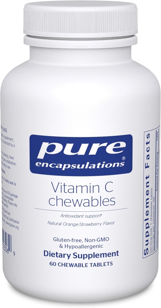 Pure Encapsulations Vitamin C Chewables | Support for Healthy Immune Function and Antioxidant Support* | 60 Chewable Tablets | Natural Orange-Strawberry Flavor